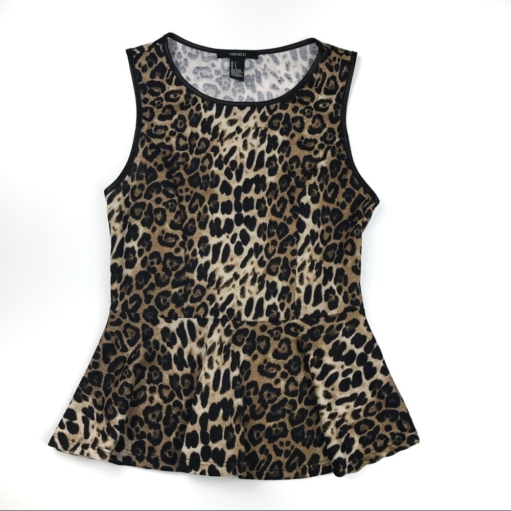 Forever 21 Leopard Cheetah Print Pendulum Top S